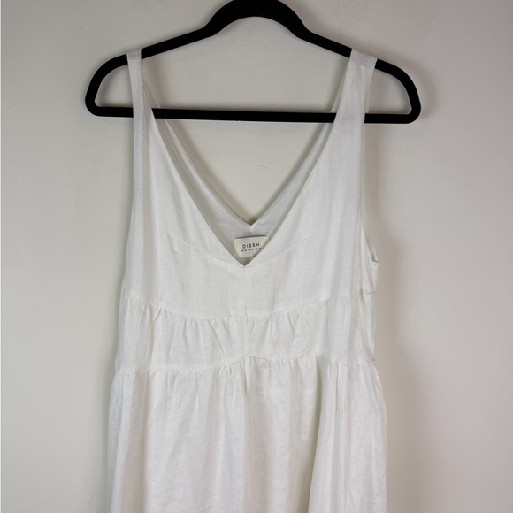DISSH ARLO WHITE V NECK LINEN MAXI DRESS Size 6 - Picture 6 of 10